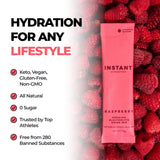 Instant Hydration frambuesa vaso hielo: bebida fría para recargar durante el día.