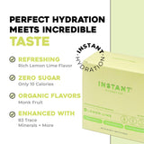 Instant Hydration: frente del pack limón-lima mostrando el diseño del empaque.