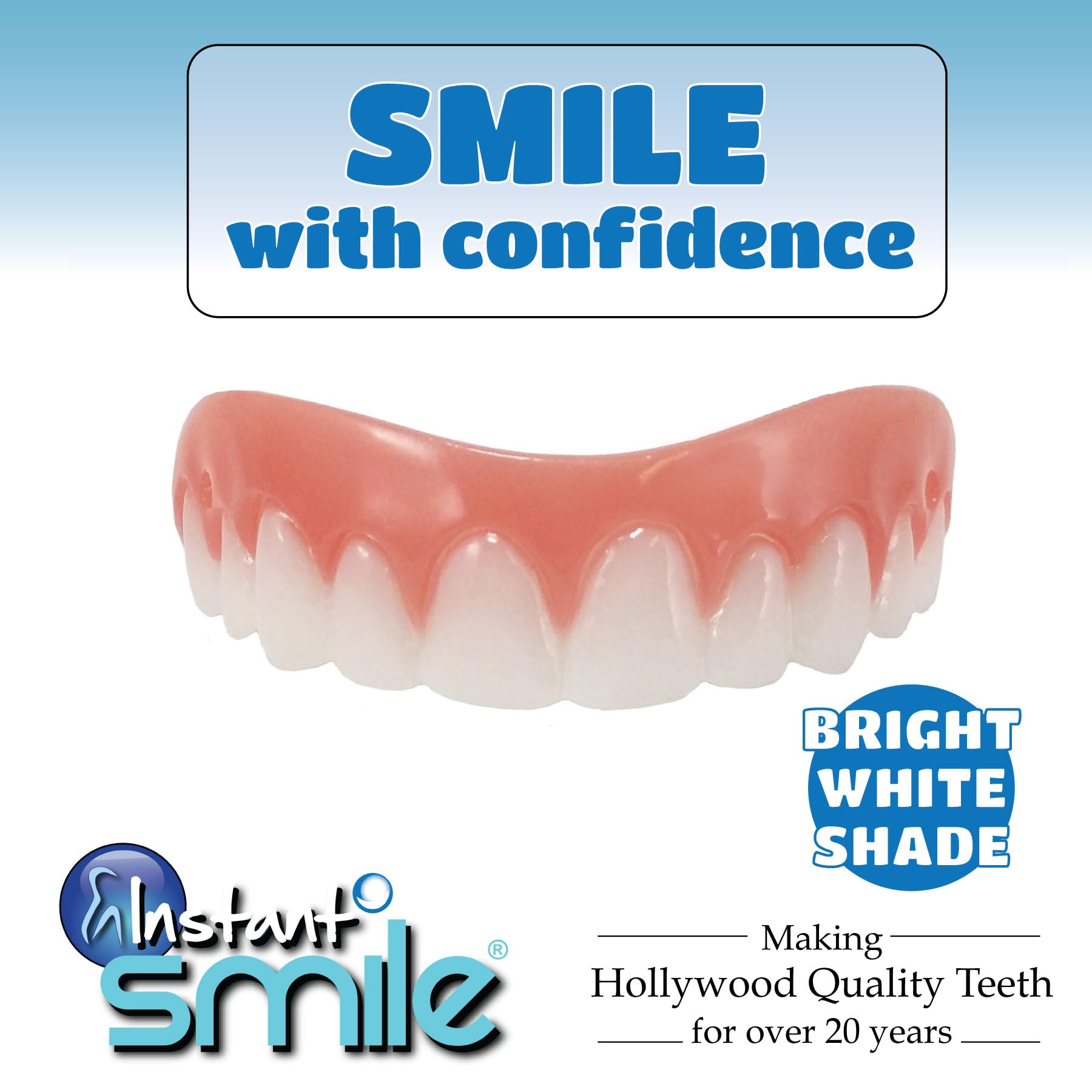 Instant Smile Comfort Fit Flex con brillo blanco que no mancha con el uso diario.