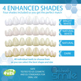 Instant Smile dientes temporales personalizables para ajuste cómodo y aspecto natural.
