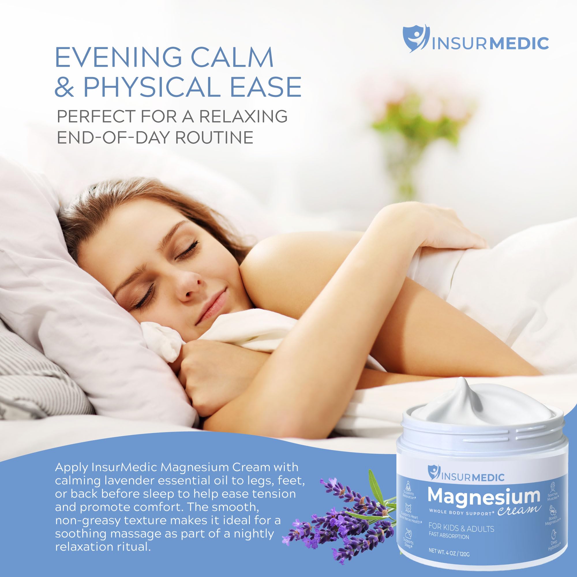 InsurMedic crema magnesio aroma lavanda calmante.