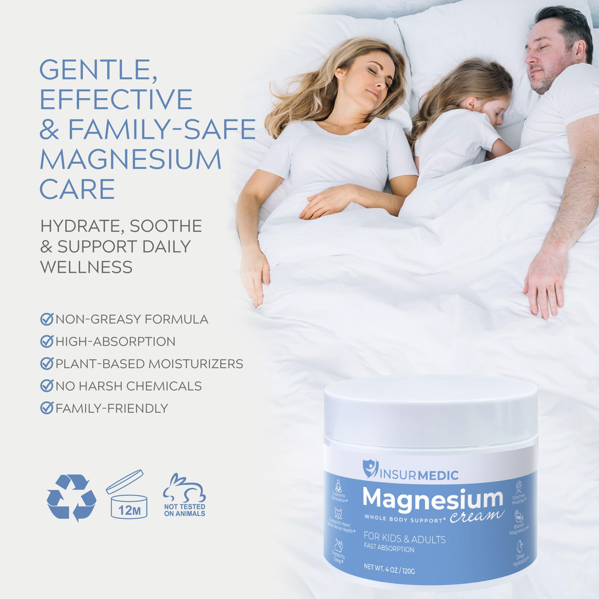 InsurMedic crema magnesio apta para toda la familia, uso suave.