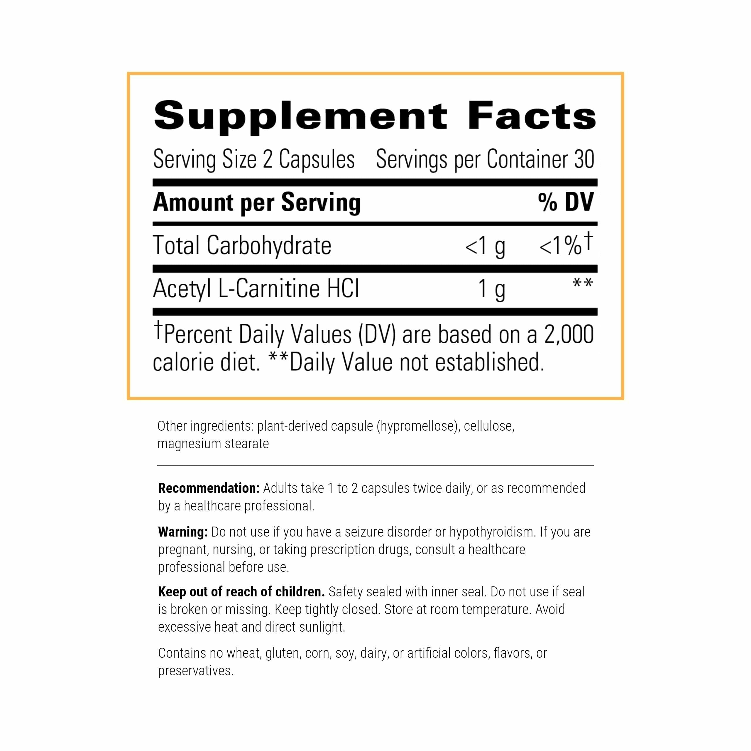 Integrative Therapeutics Acetyl L-Carnitine: cápsulas para función nerviosa saludable