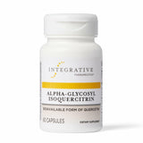 Integrative Therapeutics Alpha-Glycosyl Isoquercitrin, frasco visto de frente, apoya la salud celular