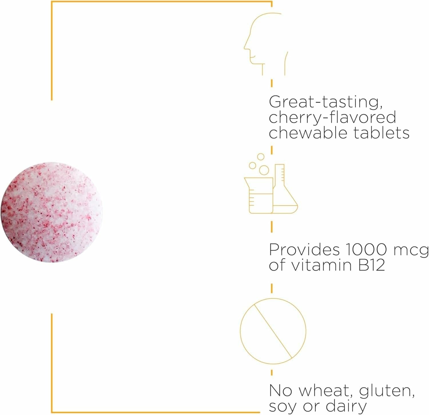 Pastillas masticables sabor cereza de B-12 Active, listas para consumo diario.