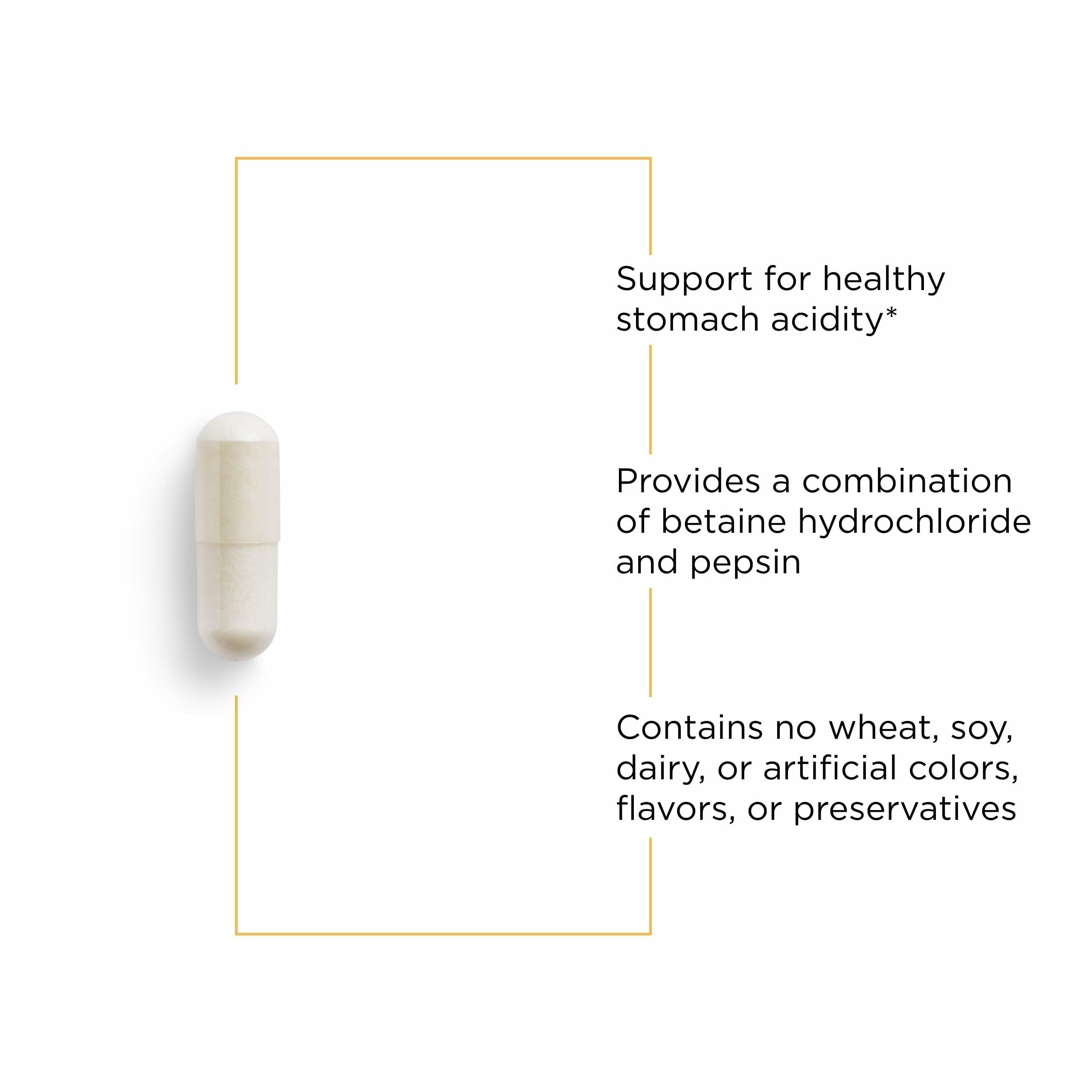 Cápsulas de Integrative Therapeutics Betaína HCl para uso diario, compatibles con dieta equilibrada
