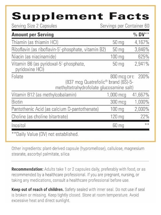 Integrative Therapeutics Complejo B Activo envase cápsulas compacto para uso diario