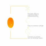 Etiqueta de CoQ10 Integrative Therapeutics, detalle claro, muestra pureza y origen.