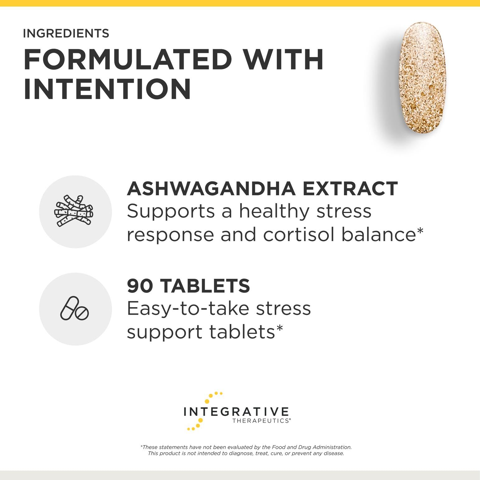 Integrative Therapeutics Cortisol Manager label highlights gluten-free, dairy-free formulation.
