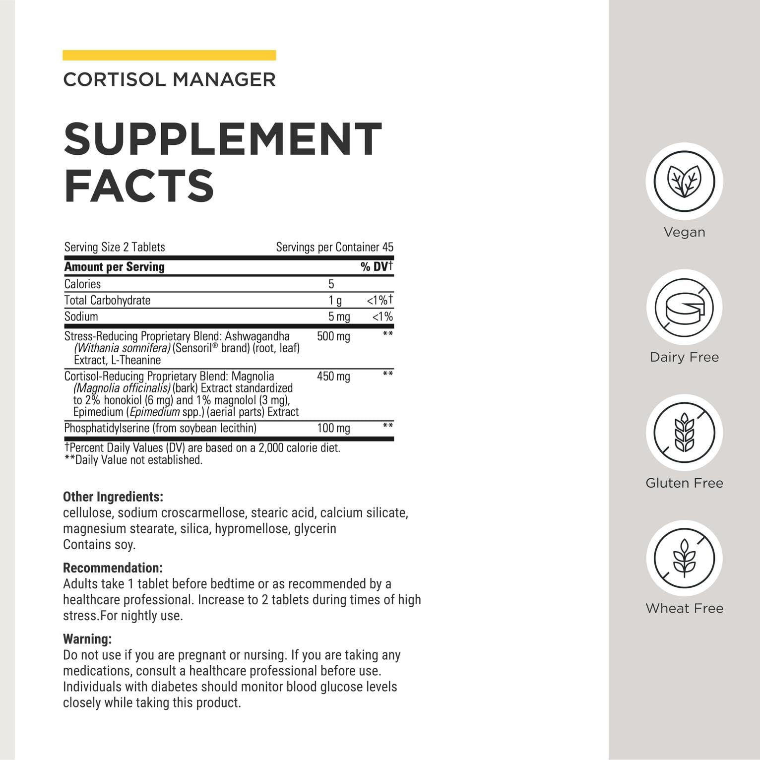 Integrative Therapeutics Cortisol Manager tablets close-up for easy daily dosing.