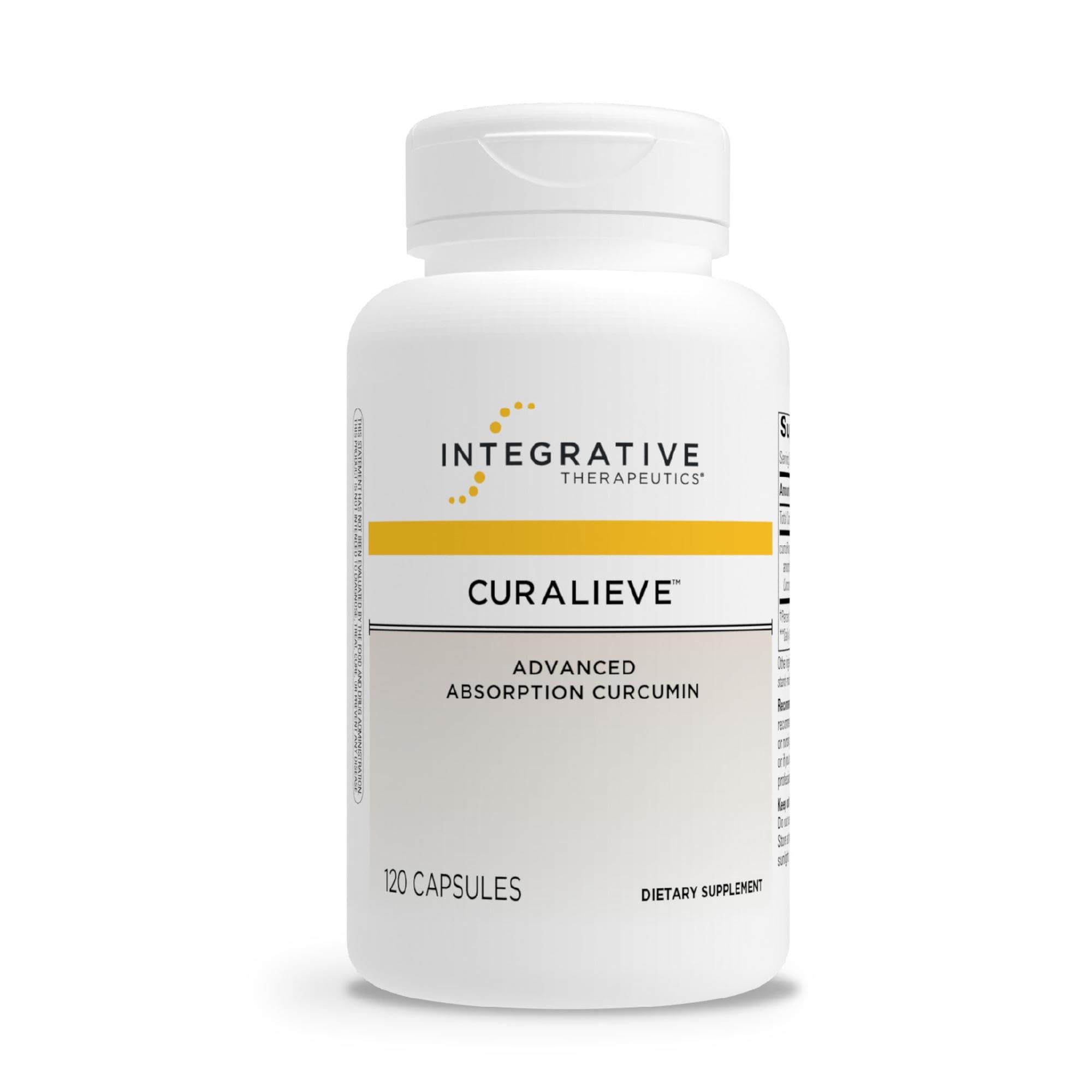 Curalieve de Integrative Therapeutics: botella de cápsulas lista para uso diario.