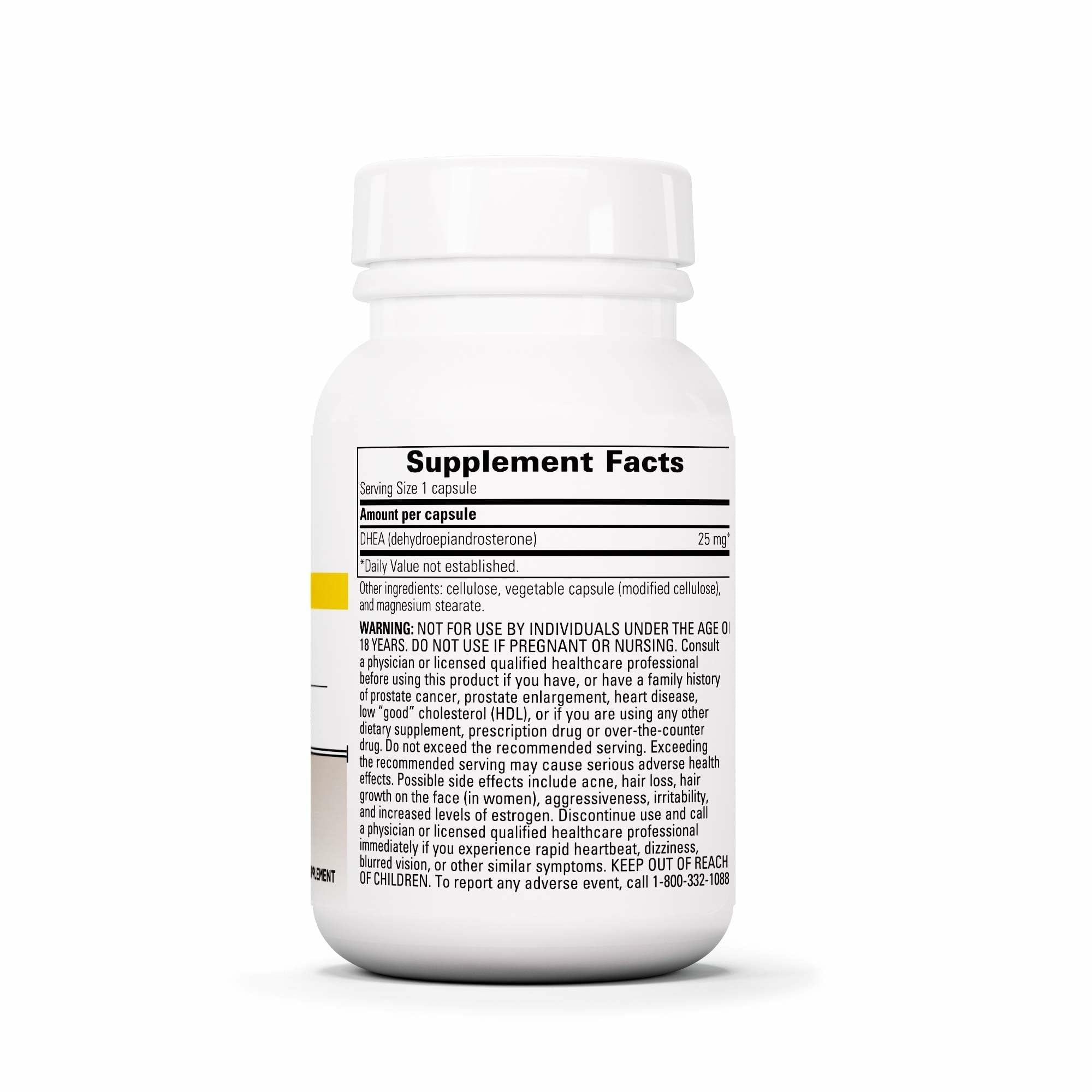 Botella de Integrative Therapeutics DHEA-25 con 60 cápsulas para uso sostenido