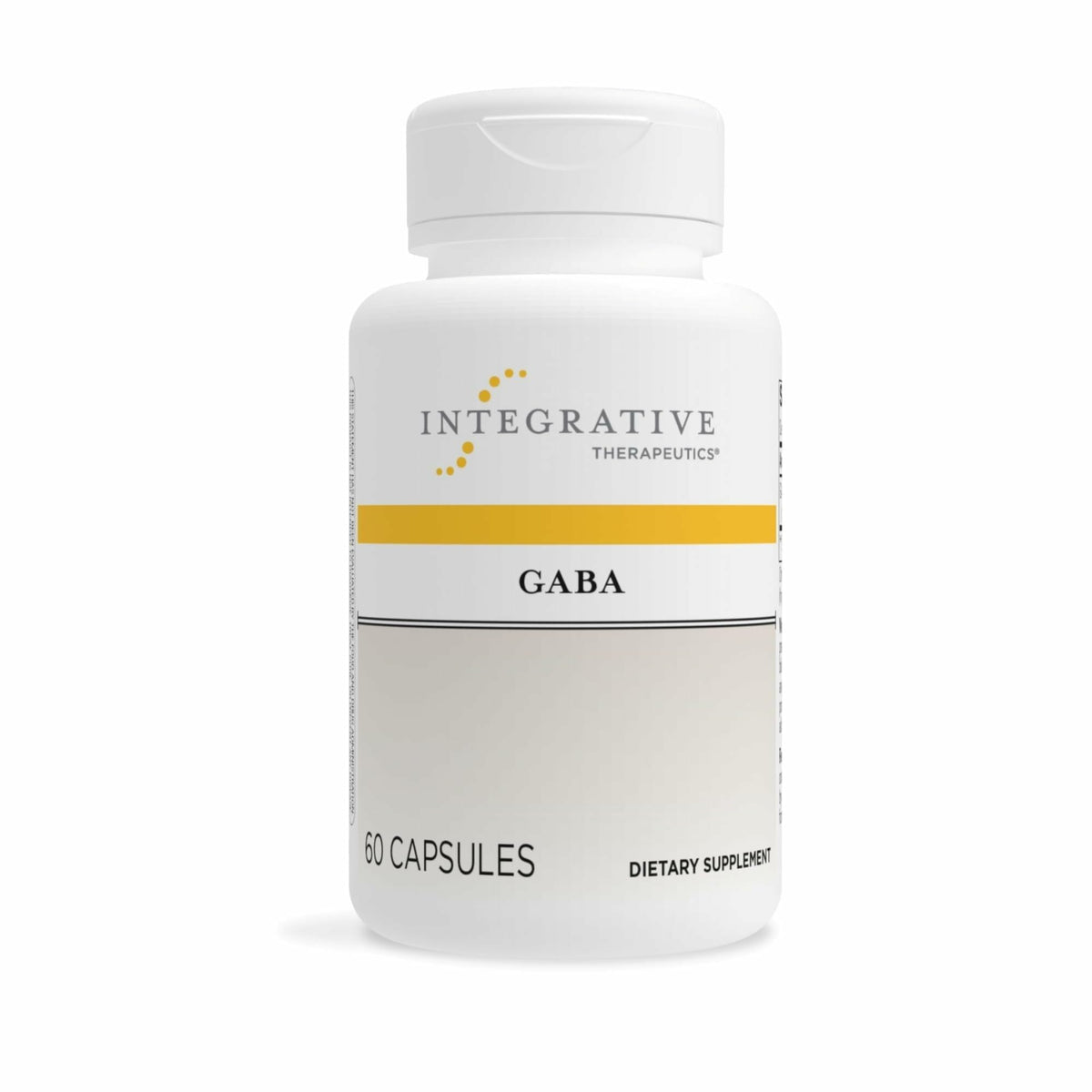 Integrative Therapeutics GABA, botella de cápsulas, apoyo potencial para equilibrio neural diario.