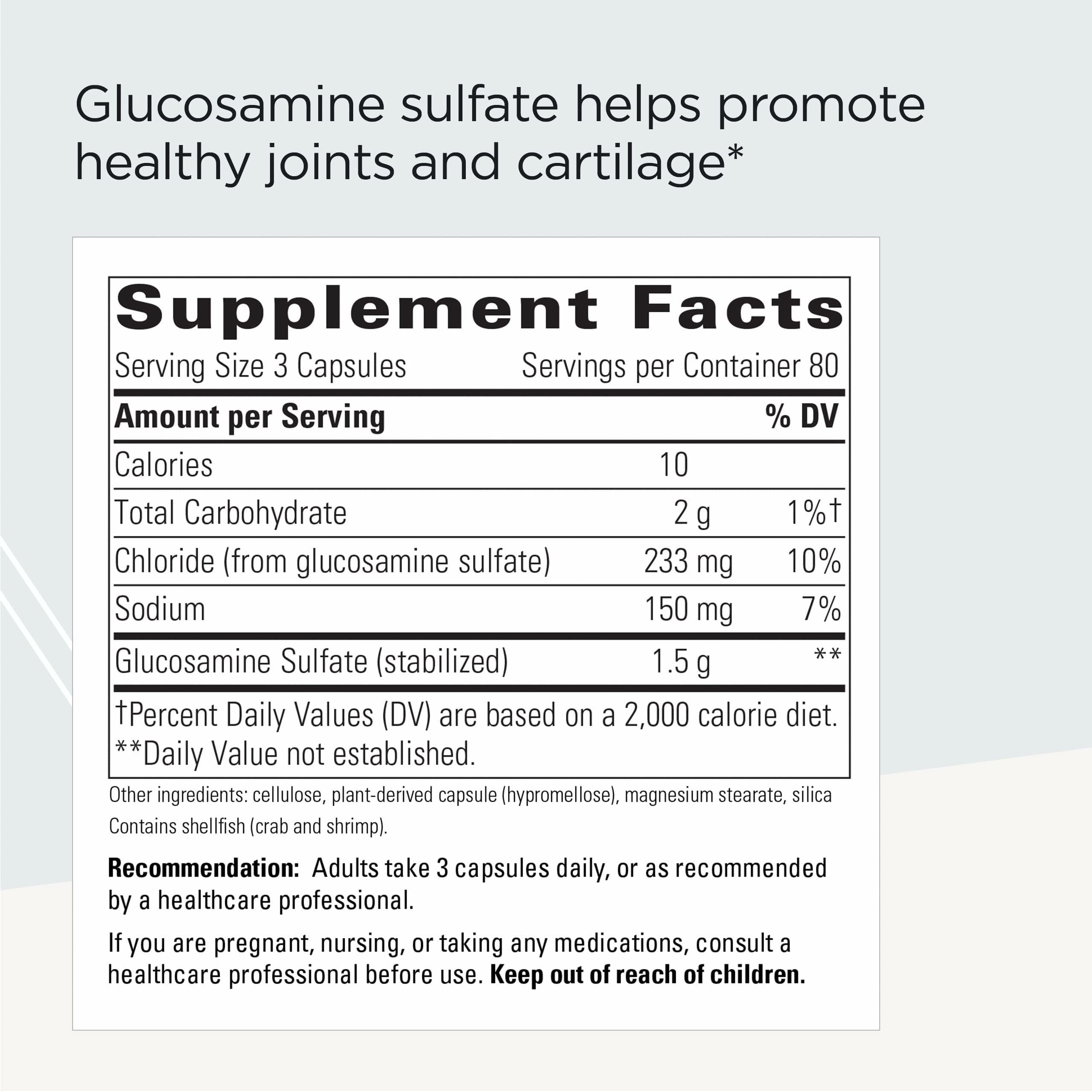 Integrative Therapeutics Glucosamina Sulfato: etiqueta del envase con información de calidad