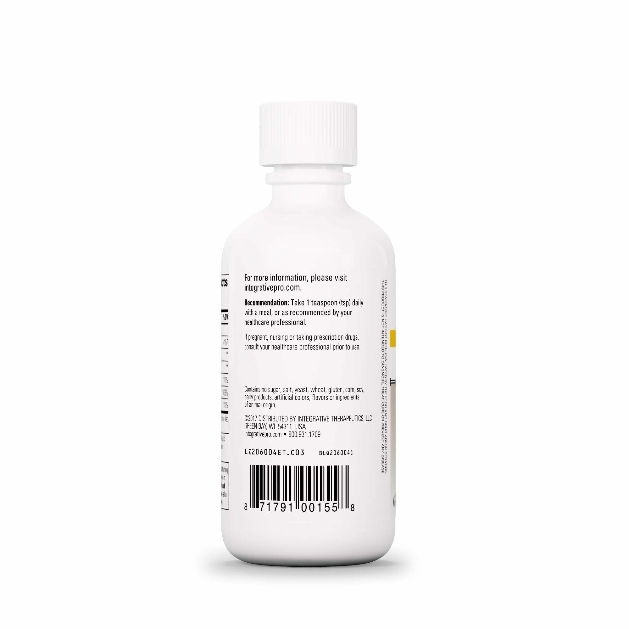 Integrative Therapeutics Hierro Líquido: tapa y cuentagotas para dosificación conveniente.