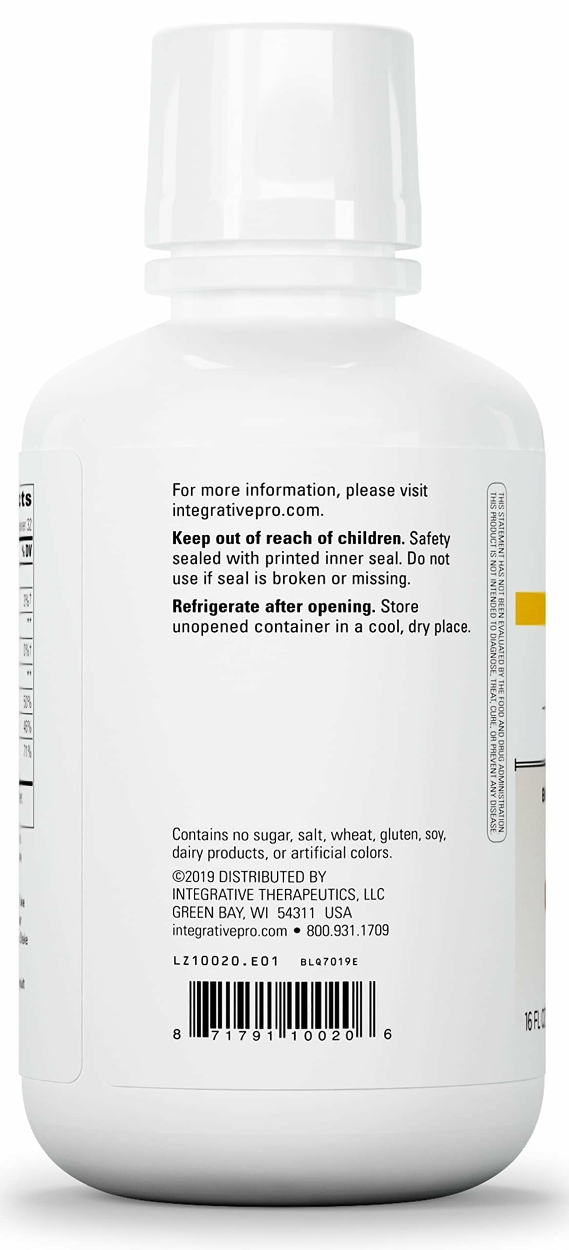 Integrative Therapeutics calcio magnesio sin azúcar, envase visible y seguro.