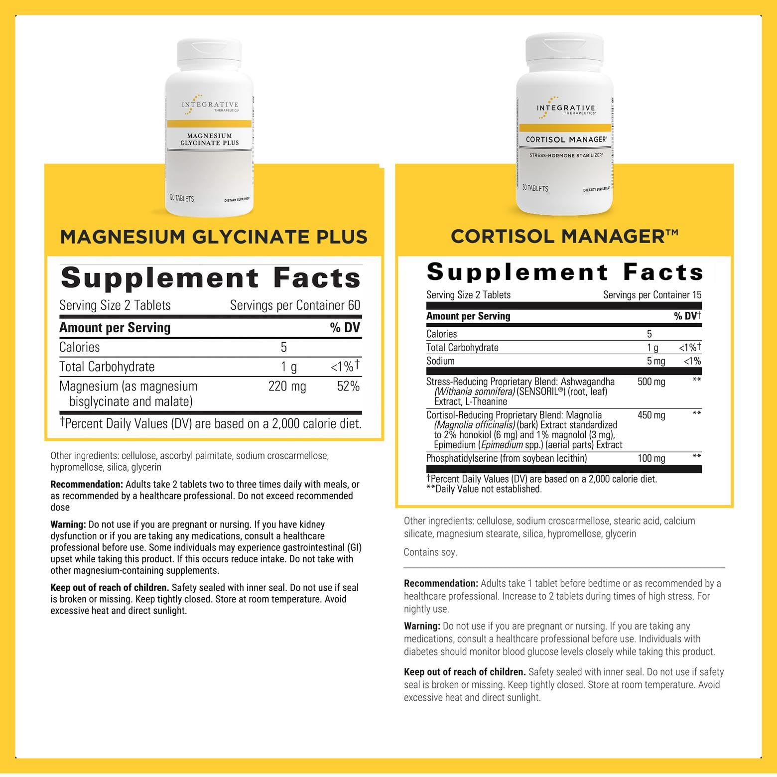 Magnesium Glycinate Plus de Integrative Therapeutics en botella para salud cardíaca y muscular