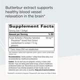 Petadolex Integrative Therapeutics: etiqueta que revela extracto de butterbur para bienestar cerebral