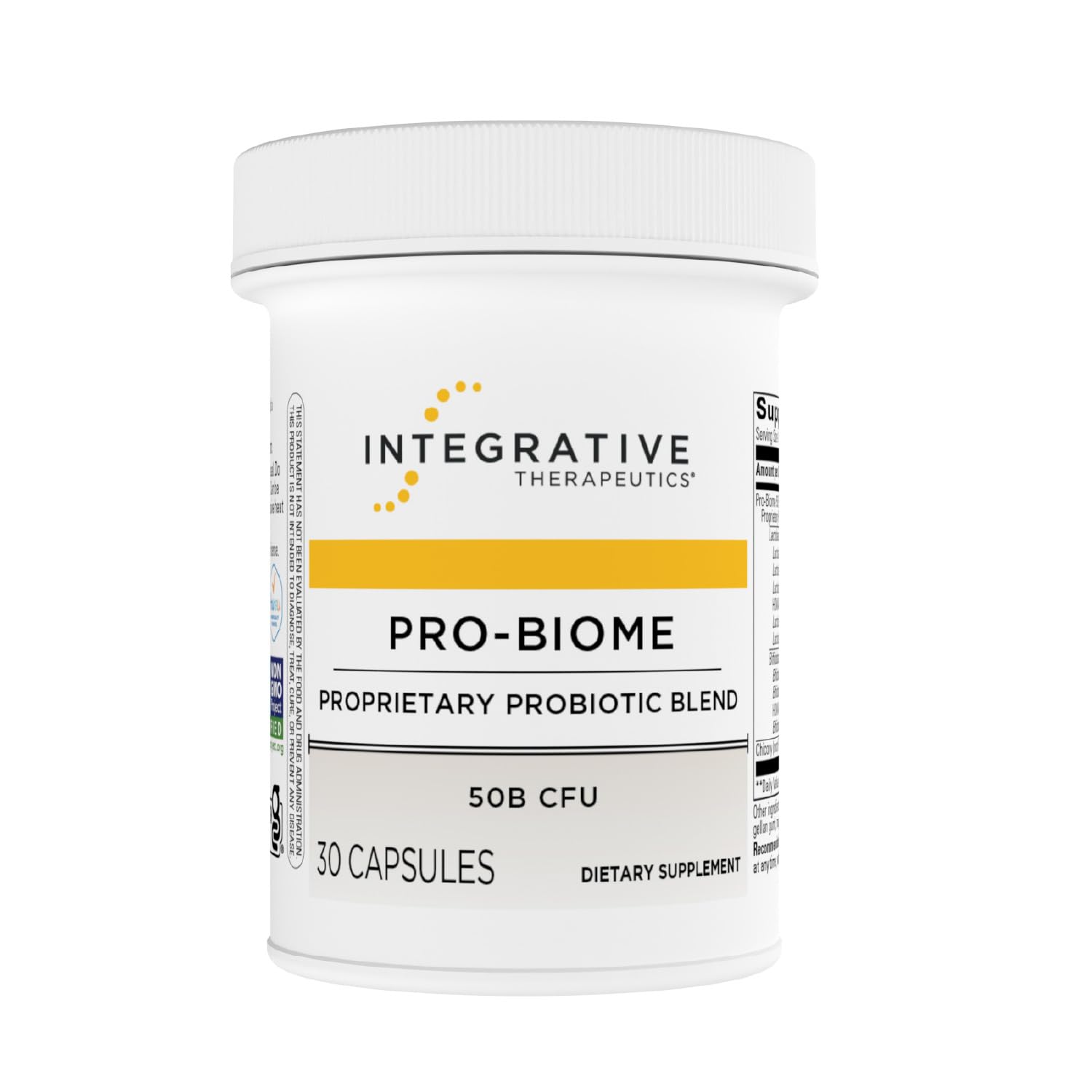 Integrative Therapeutics Pro-Biome botella frontal, apoyo digestivo diario.