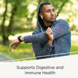 Integrative Therapeutics Pro-Biome etiqueta frontal, muestra fórmula libre de gluten y lácteos.