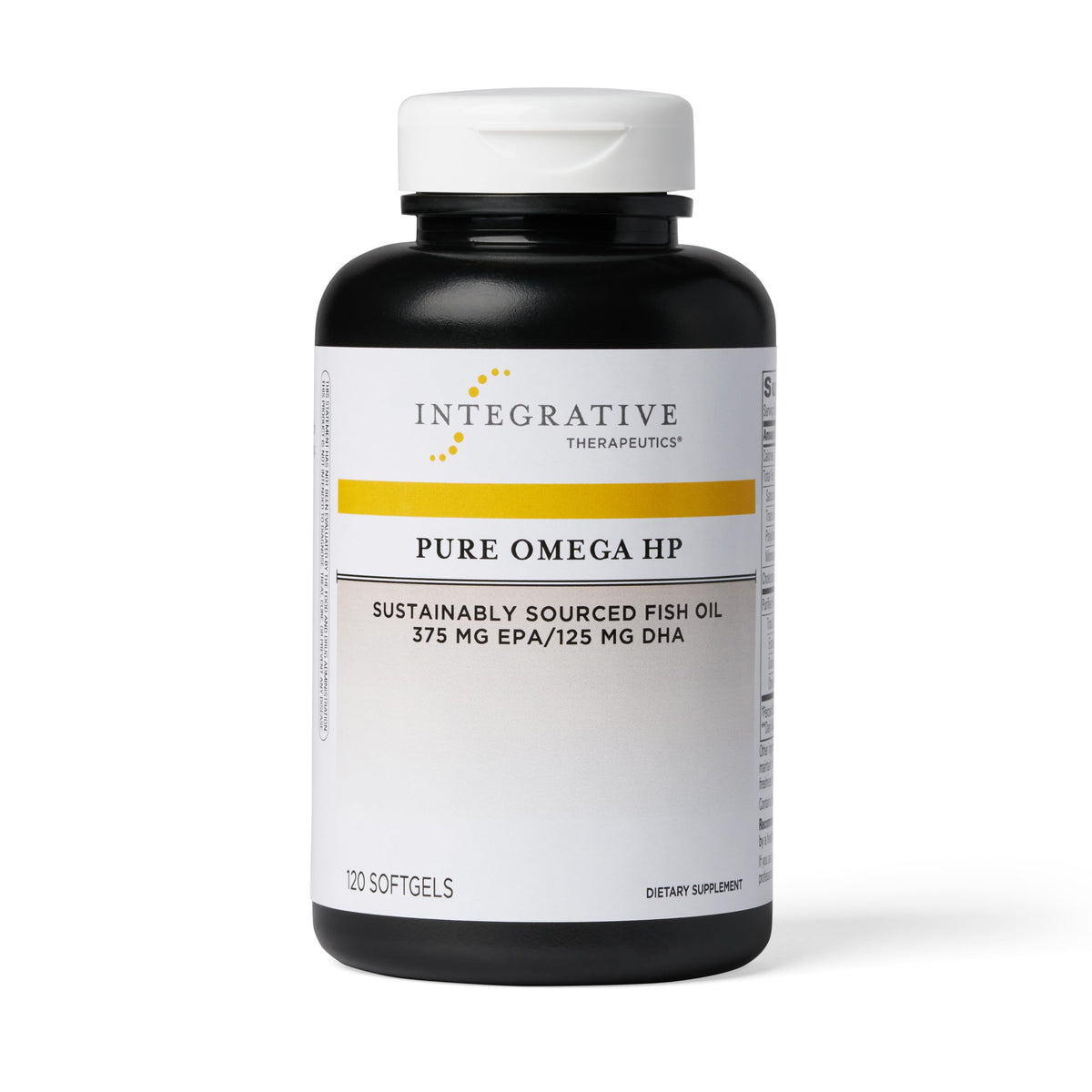 Integrative Therapeutics Pure Omega HP: botella de cápsulas suaves lista para consumo diario.