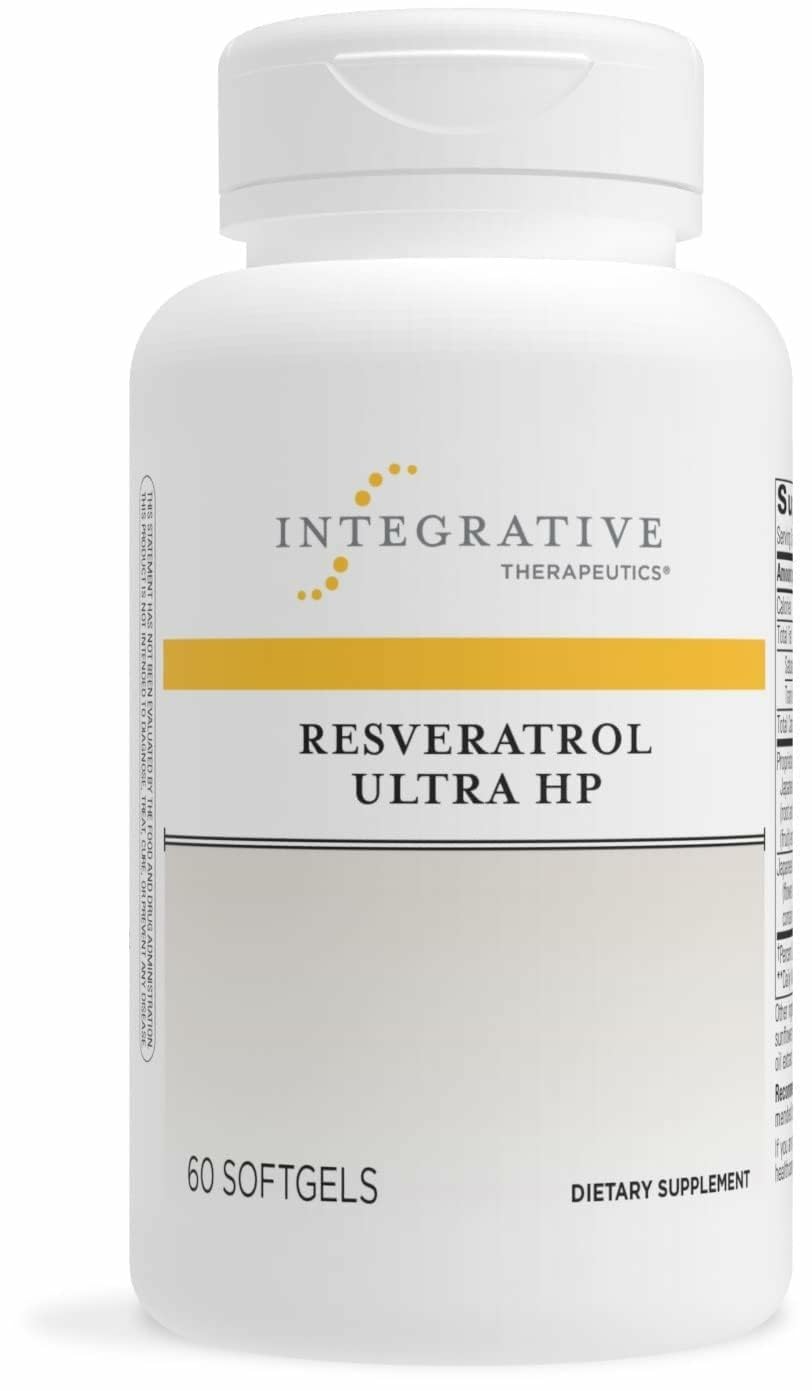 Resveratrol Ultra HP de Integrative Therapeutics, cápsula blanda para apoyo antioxidante diario.