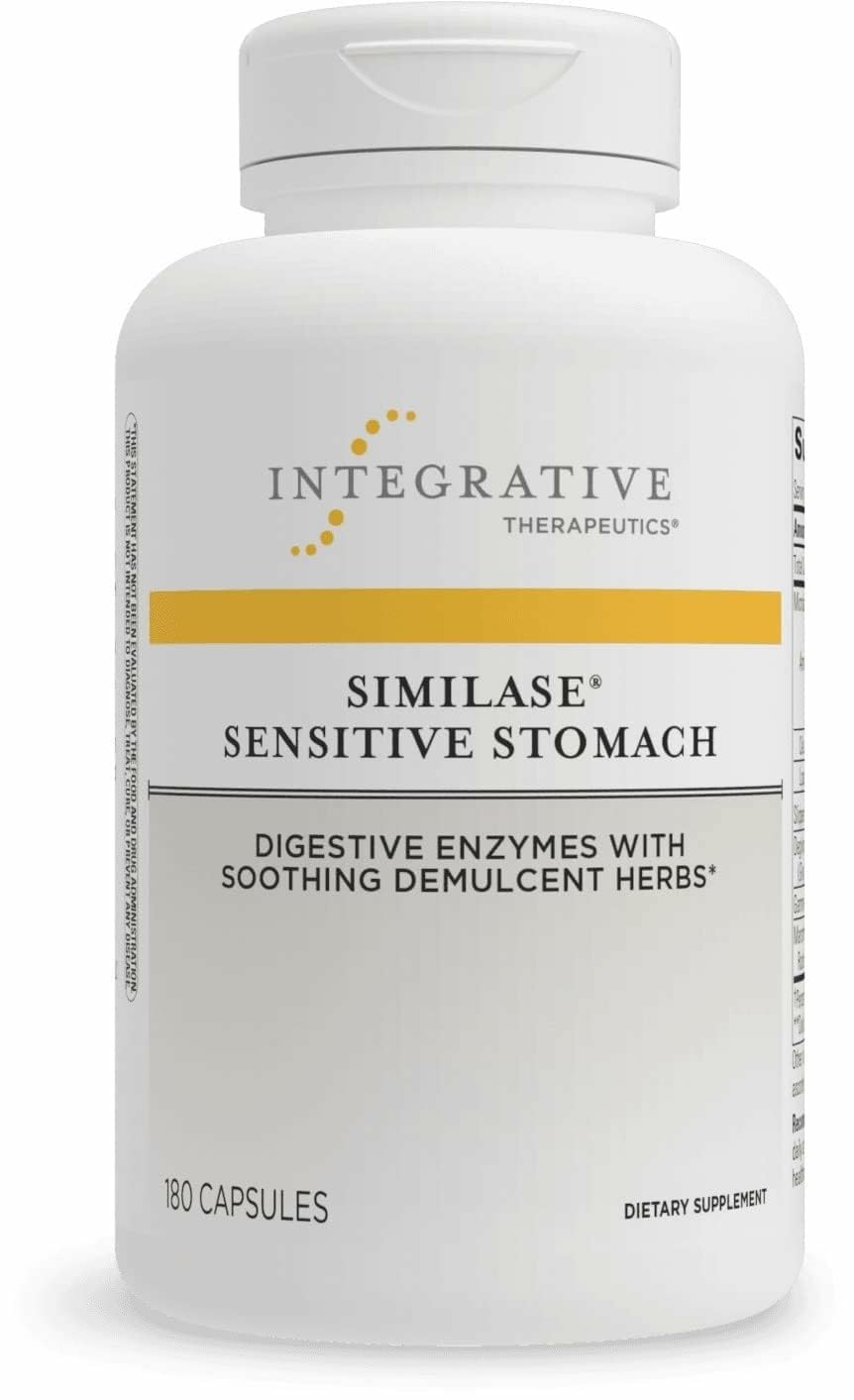 Botella de Integrative Therapeutics Similase Estómago Sensible con cápsulas fáciles de tragar para apoyo diario.