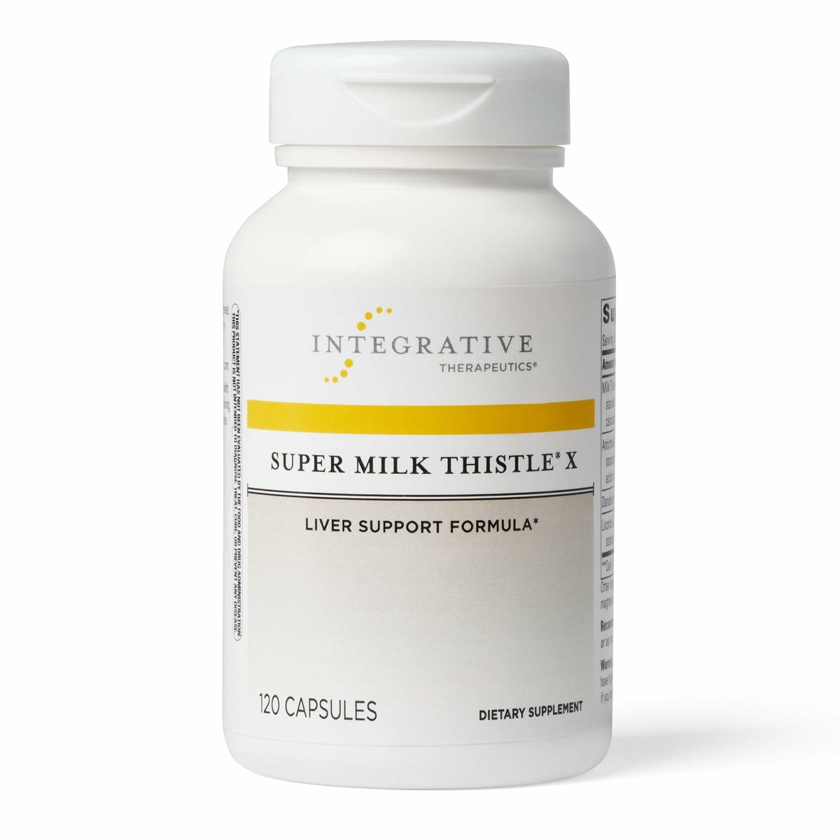 Integrative Therapeutics Super Milk Thistle X: bote frontal para la salud hepática.