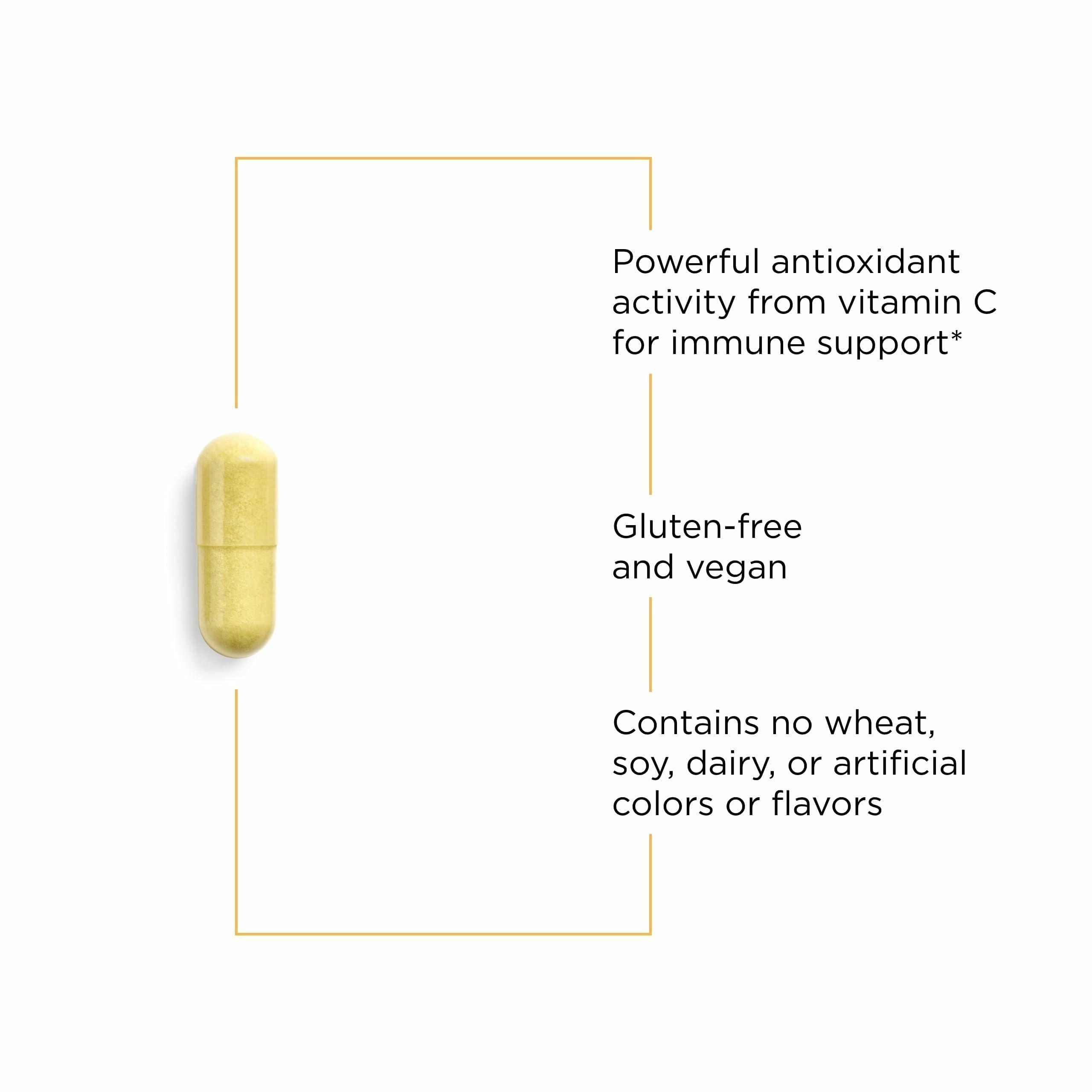 Etiqueta frontal de Integrative Therapeutics Vitamina C con Quercetina para uso diario