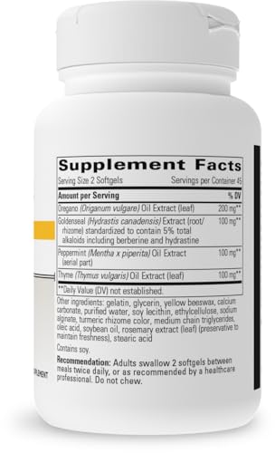Integrative Therapeutics Y Formula, etiqueta detalle: ingredientes herbales para balance microbiano.