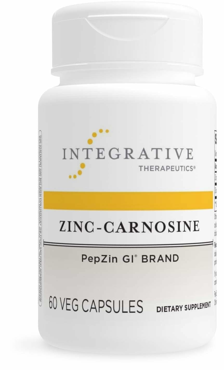 Frasco de Integrative Therapeutics Zinc-Carnosine, ideal para uso diario.