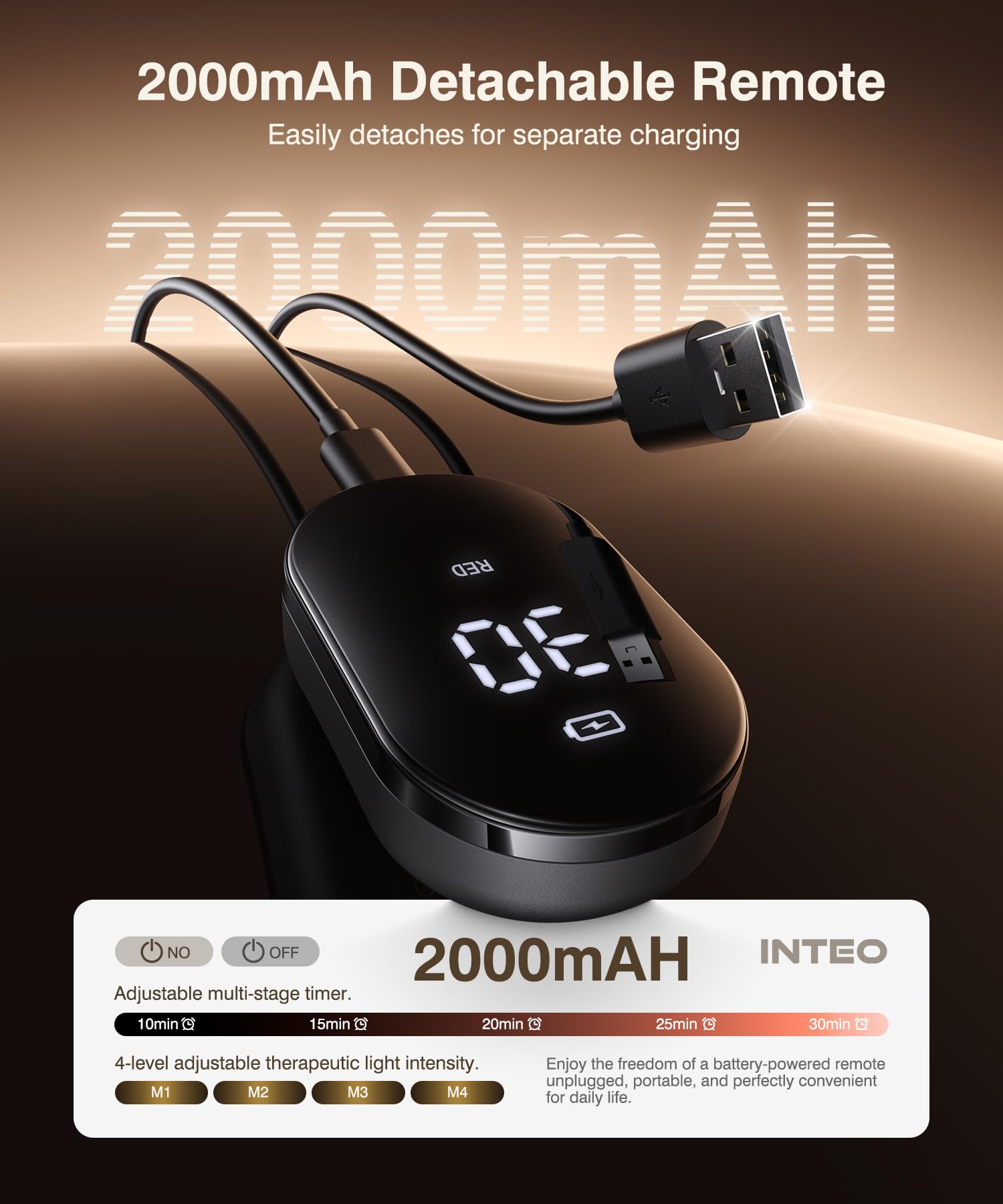 INTEO batería recargable de 2000mAh para sesiones inalámbricas