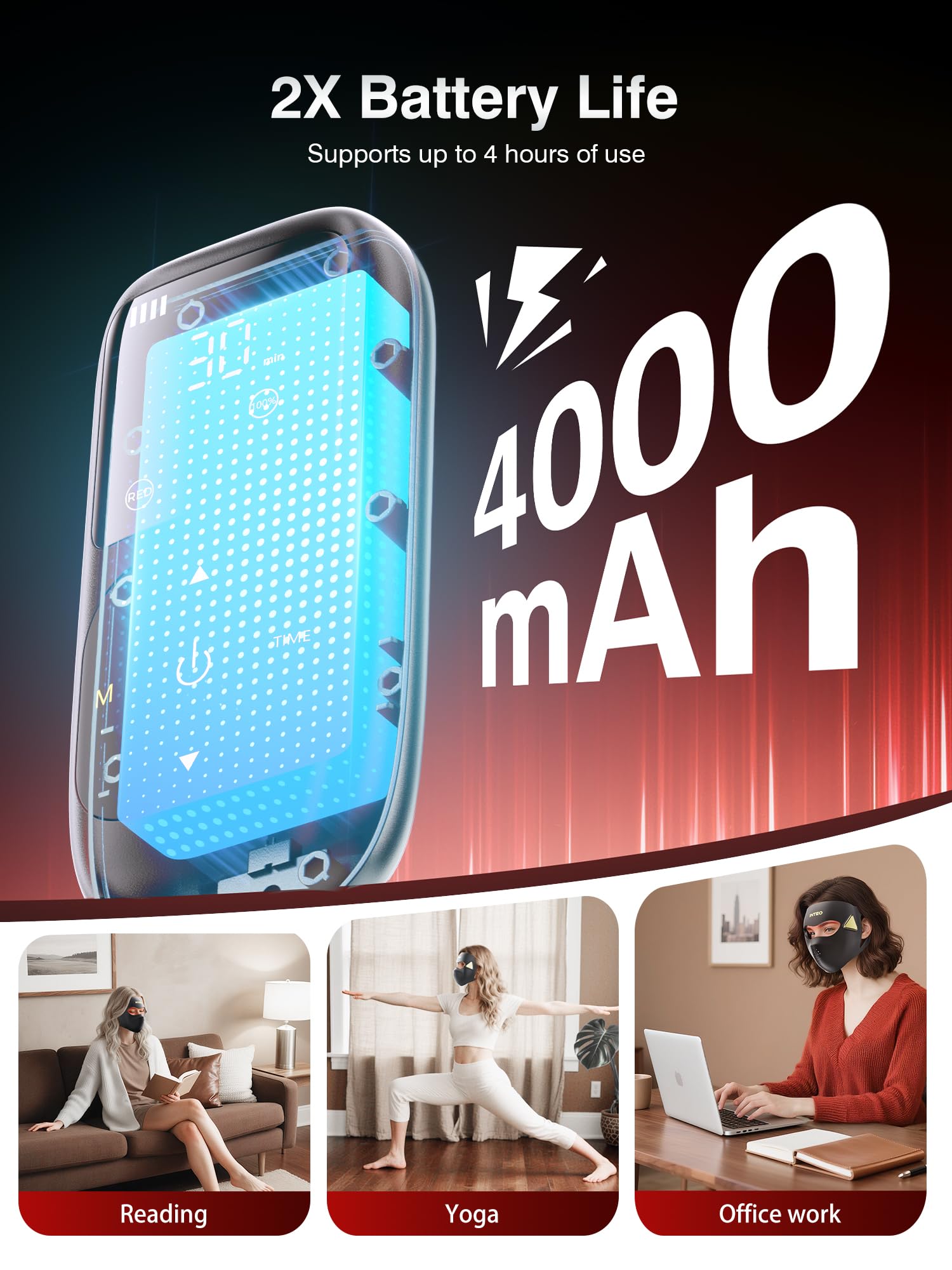 INTEO máscara luz azul 460 nm para uso doméstico.