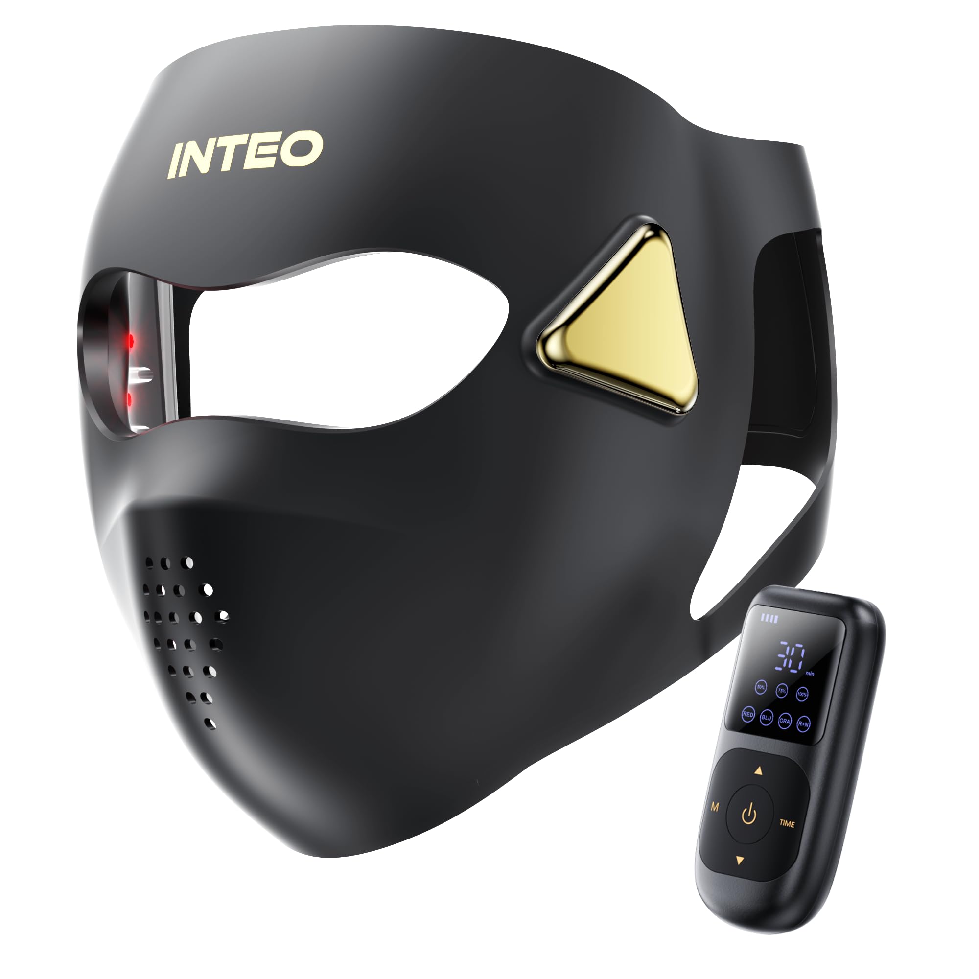 INTEO máscara 4D de luz roja con ajuste cómodo para contornos faciales.