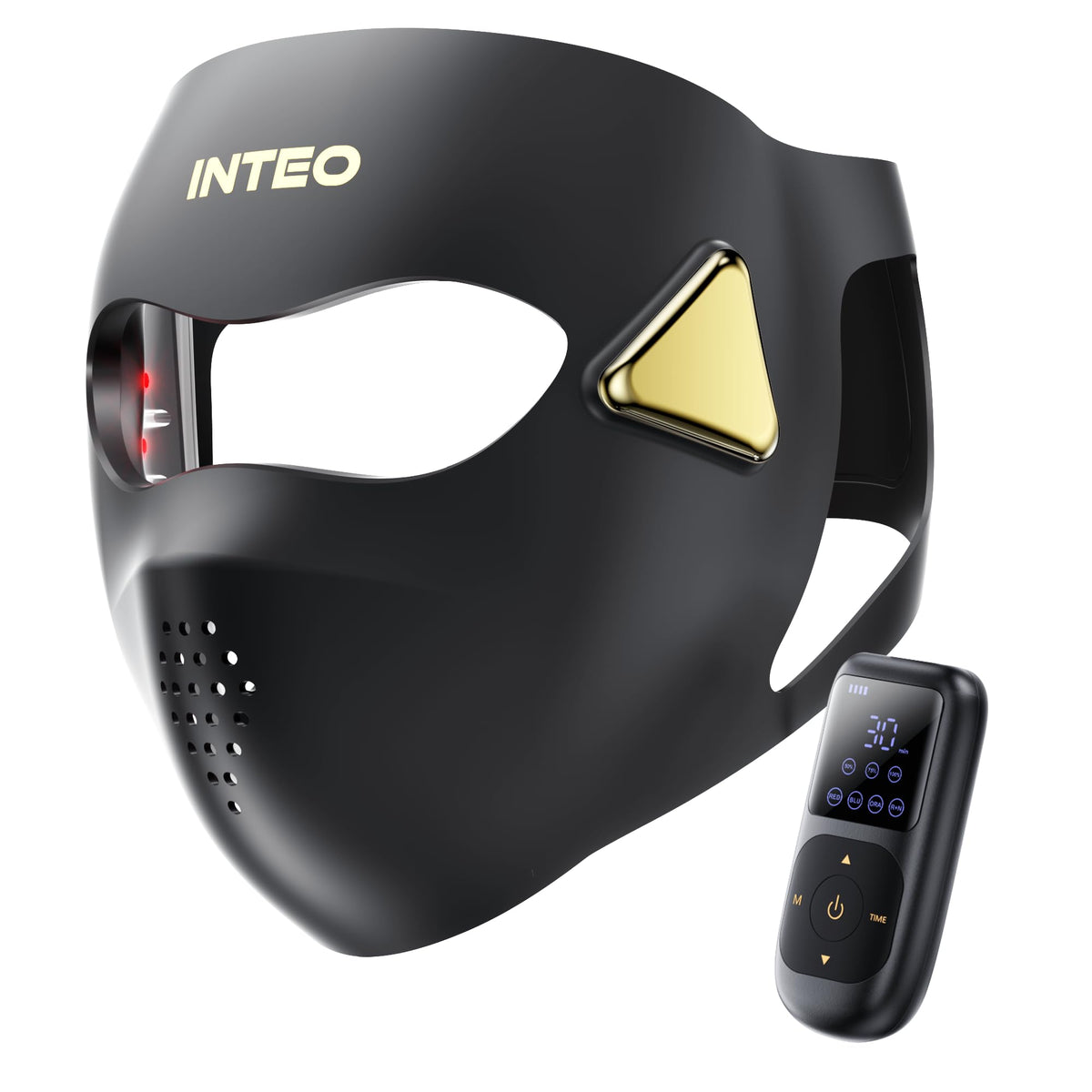 INTEO máscara 4D de luz roja con ajuste cómodo para contornos faciales.