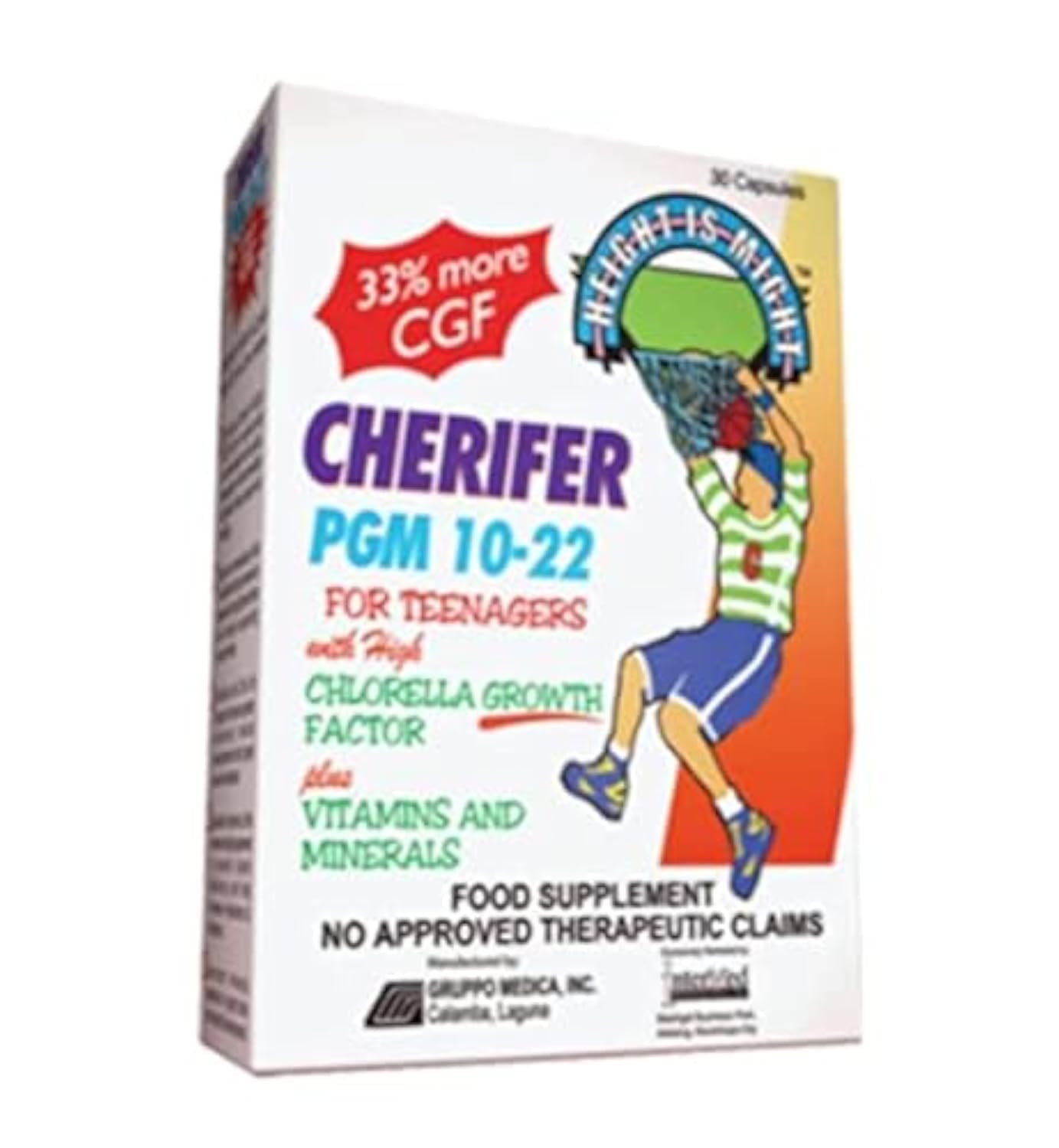 Intermed Potenciador de crecimiento Cherifer PGM-10-22, botella visible para apoyar el crecimiento equilibrado.