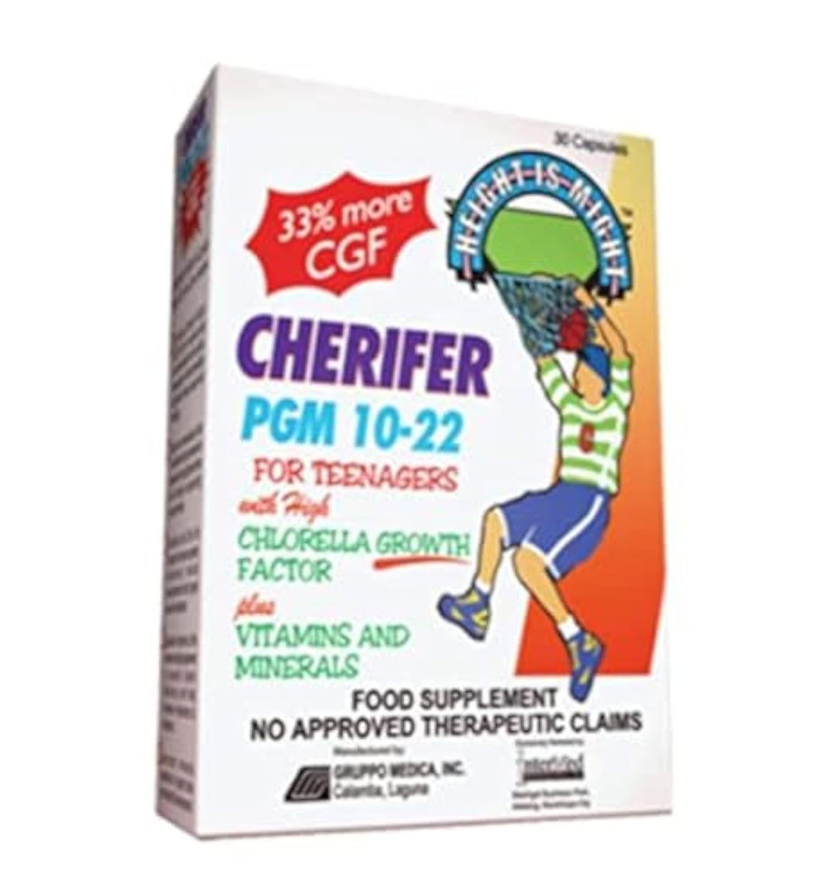 Intermed Potenciador de crecimiento Cherifer PGM-10-22, botella visible para apoyar el crecimiento equilibrado.
