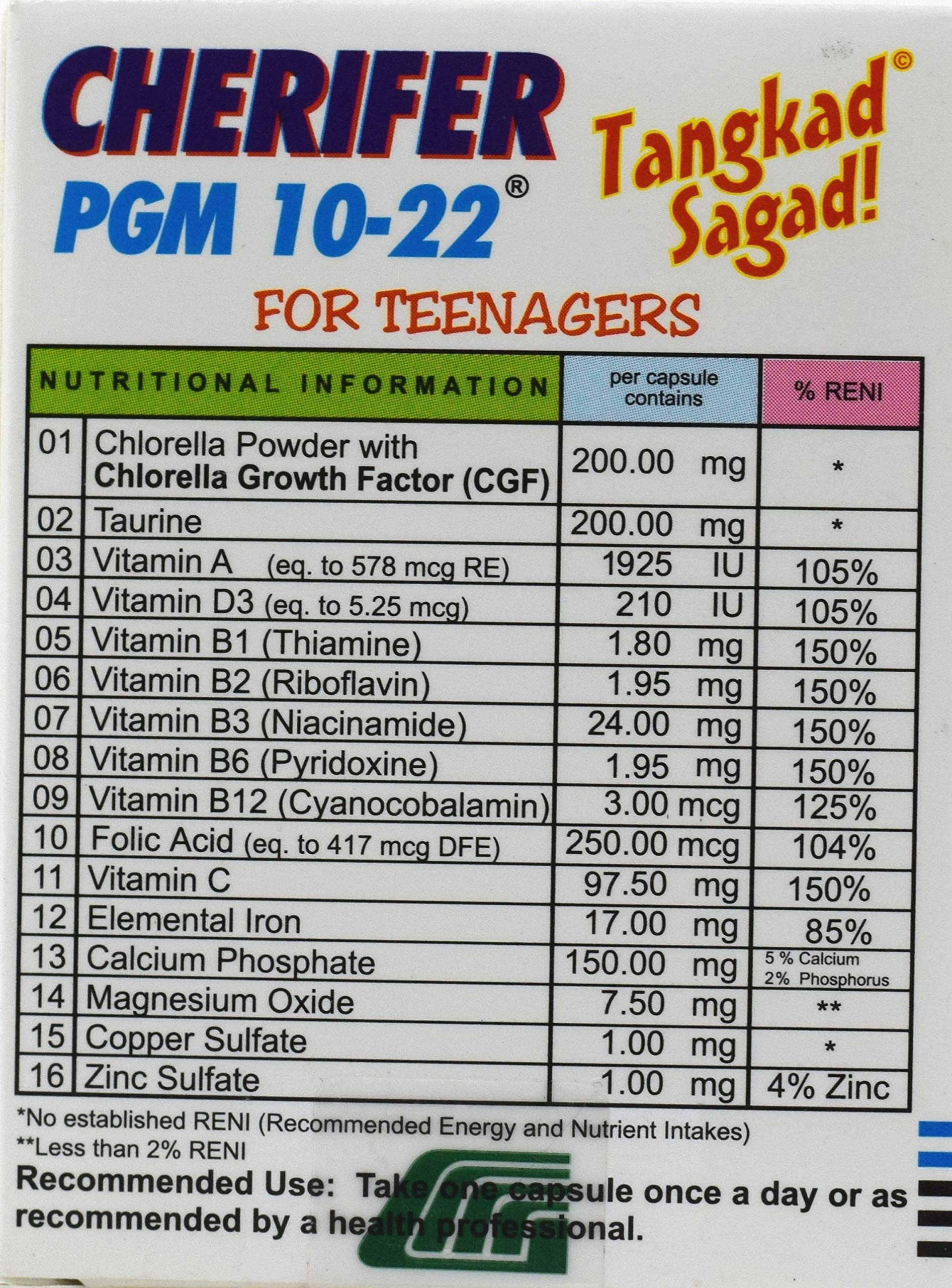 Intermed Potenciador de crecimiento Cherifer PGM-10-22, cápsulas con taurina y lisina.