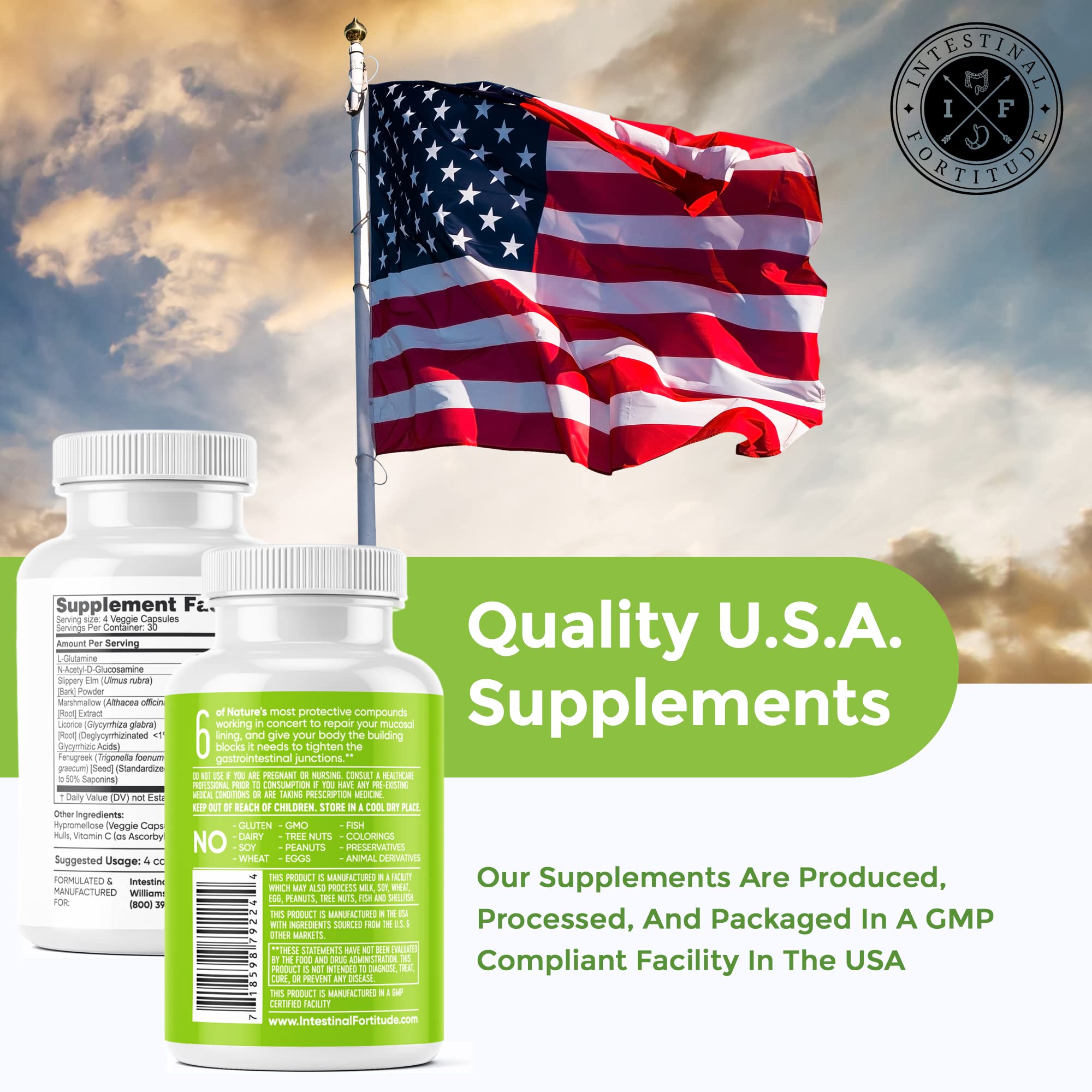 Intestinal Fortitude GLR-6, ingredientes clave, apoyo potencial a la mucosa intestinal.