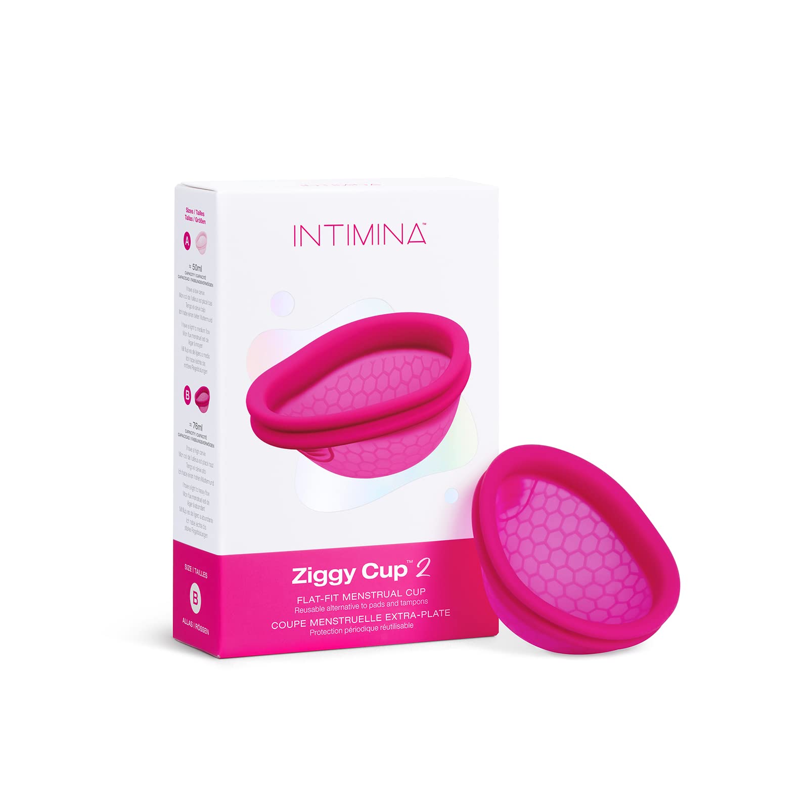 INTIMINA Ziggy Cup 2 con diseño ajuste-plano para comodidad diaria durante el periodo
