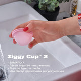 INTIMINA Ziggy Cup 2, pestaña ribada para extracción sin deslizamientos.