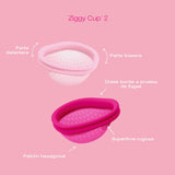INTIMINA Ziggy Cup 2, silicona segura, libre de BPA y ftalatos.