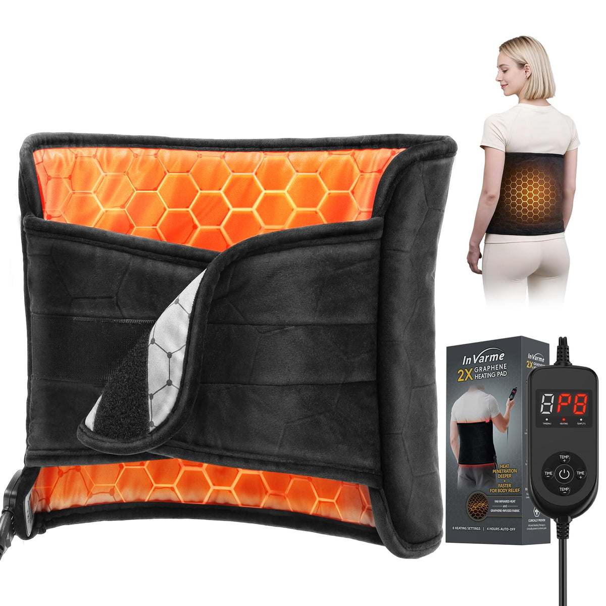 InVarme Almohadilla calefaccion espalda: envoltura ajustable para confort lumbar.