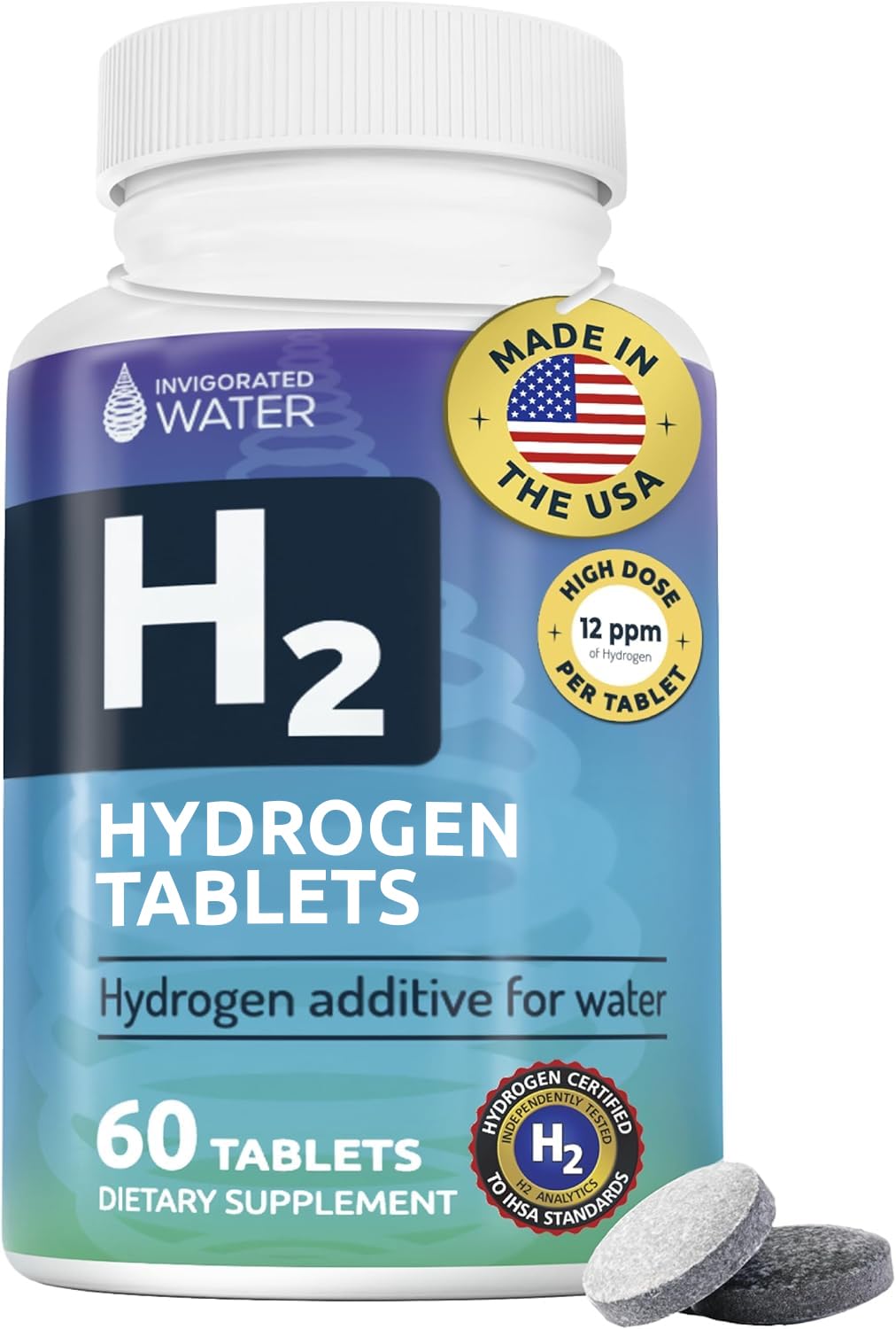 Invigorated Water tabletas hidrogeno en vaso para energia diaria
