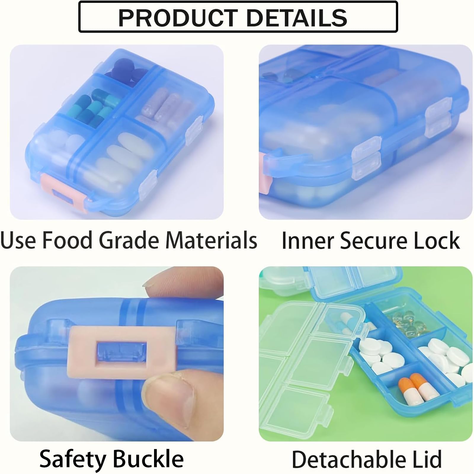 INVODA estuche portátil de pastillas compacto para bolso y maleta