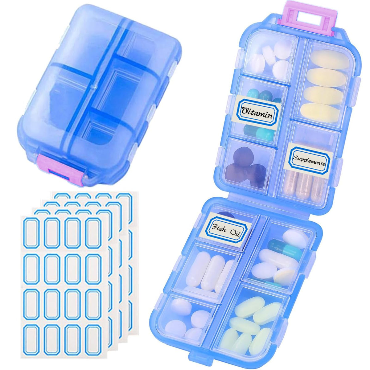 INVODA organizador de pastillas de viaje con 10 compartimentos, ideal para organizar dosis diarias