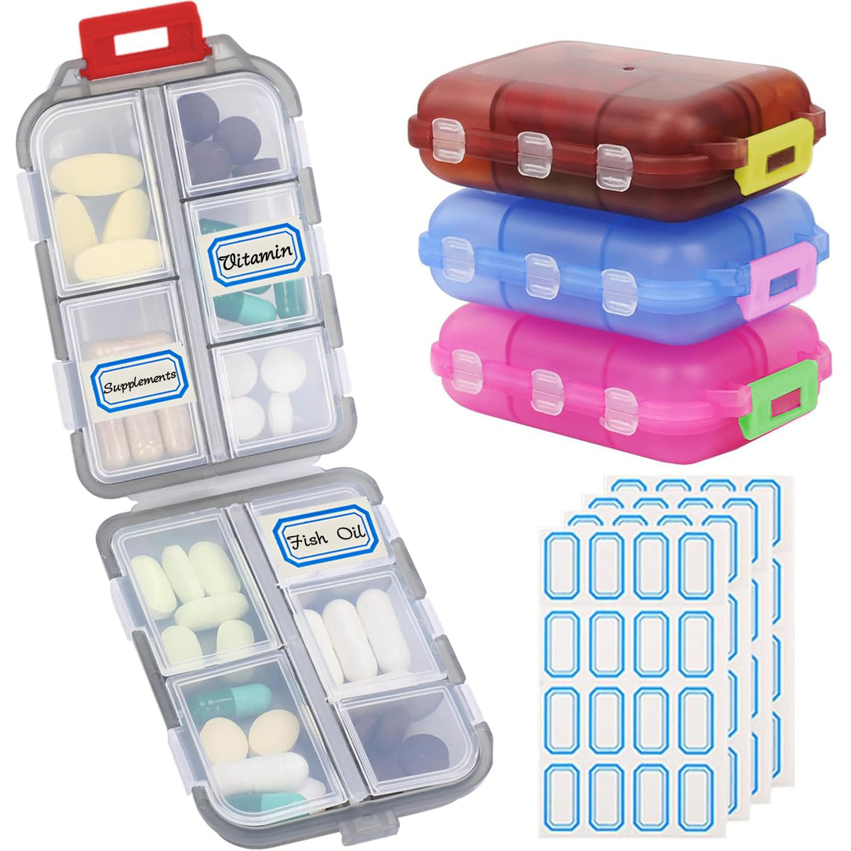 INVODA organizador de pastillas con 10 compartimentos para viaje