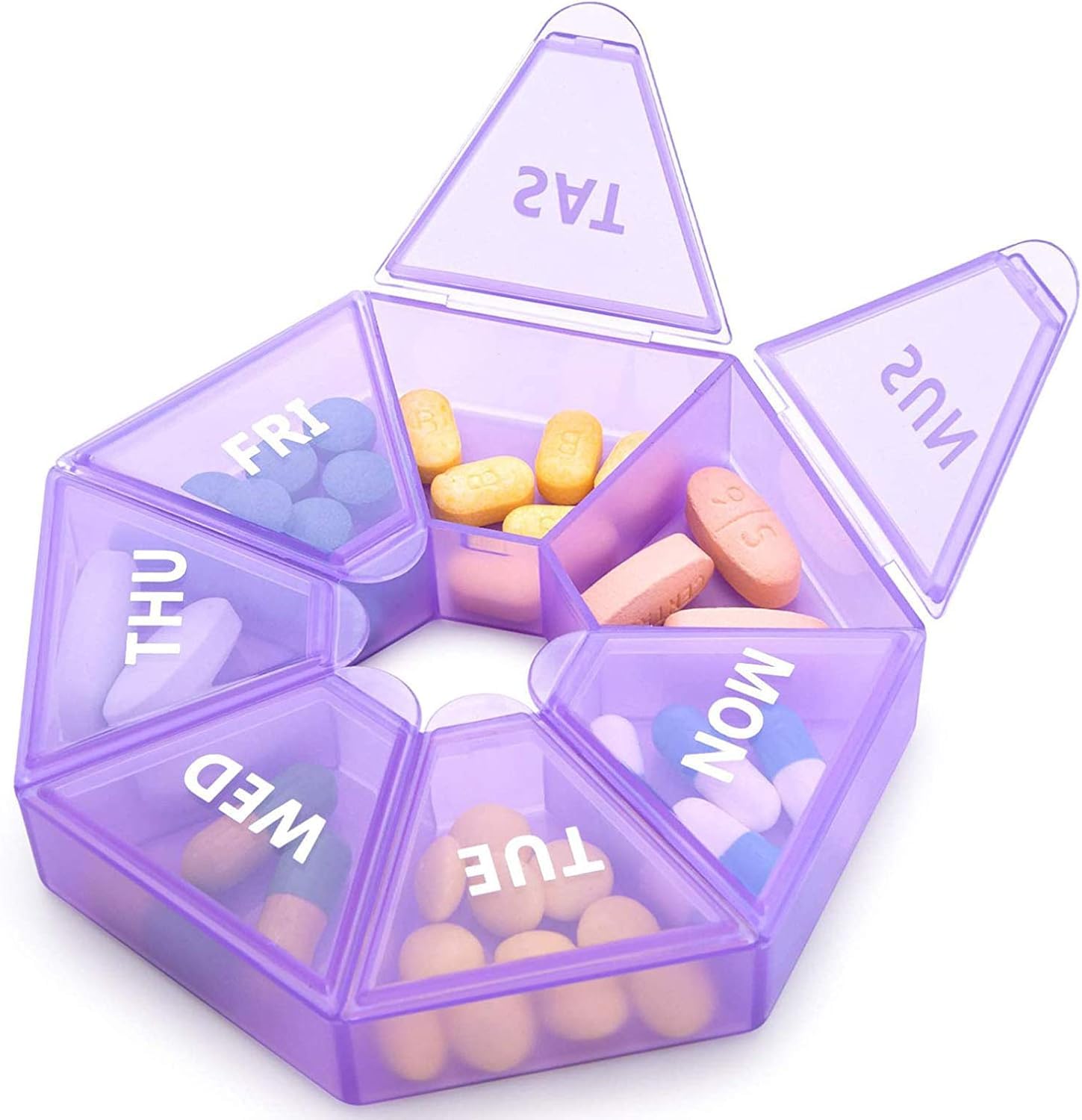 INVODA organizador-pildoras-semanal-7-dias, práctico para vitaminas diarias.