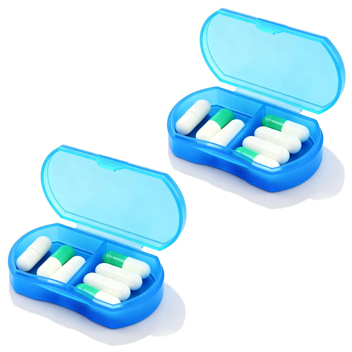 INVODA organizador de pastillas con dos compartimentos para mañana y tarde, ideal para viajes.