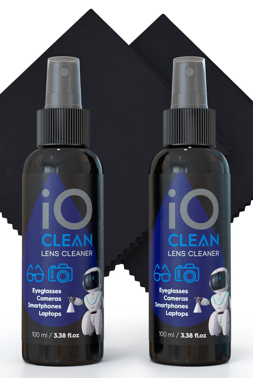 io-clean dos paños de microfibra premium para limpieza sin pelusa.